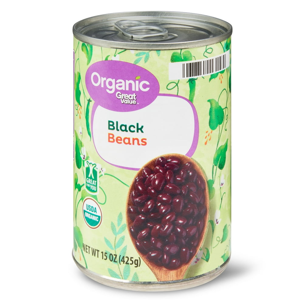 Great Value Organic Black Beans, Canned 15 oz