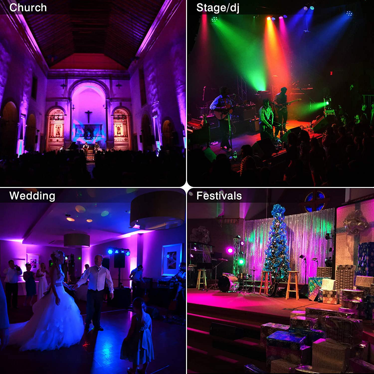 LED Par Lights YeeSite 70W 7LEDs RGBW LED Stage Lights Sound Activated DMX and Remote Control for Church Wedding DJ Stage Lighting 