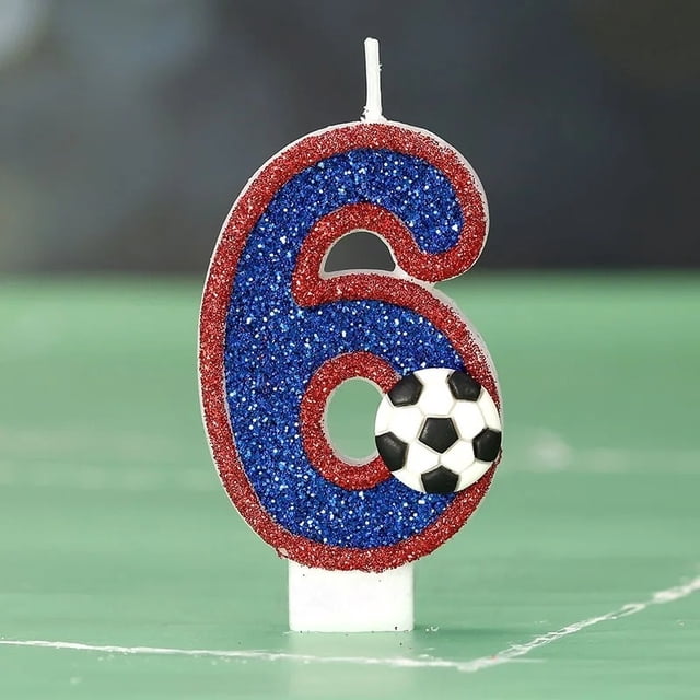 Blue Number Candles Red Edge Football Design Creative Digital Birthday Cake Decoration