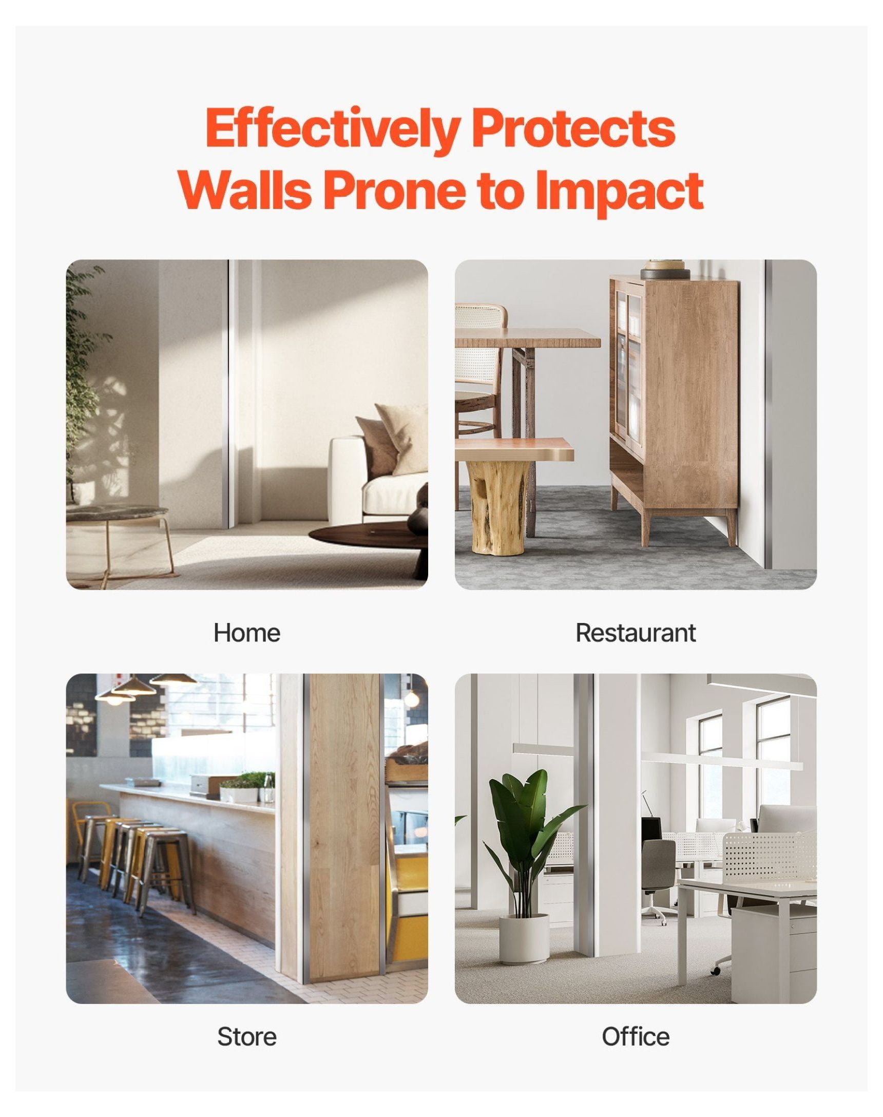 Stainless Steel Corner Protector 1x1x48 inch, 10 Pack - Metal Corner Guards, 304 Stainless Steel Edge Trim for Wall Protection - Home, Office, Commercial Use