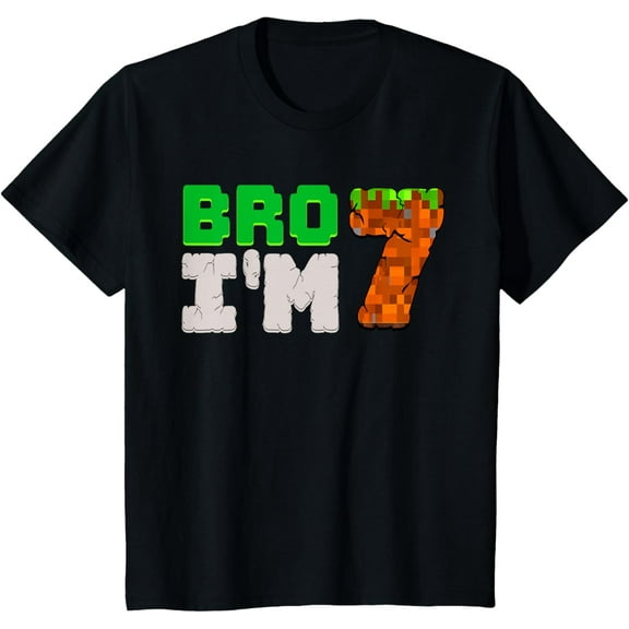 Birthday Boy 7th Birthday I'm 7 Year Old Gamer Pixel Number T-Shirt