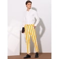 thumbnail image 4 of Unique Bargains Men's Striped Pants Business Skinny Fit Color Block Trousers 30 Yellow White, 4 of 6