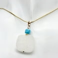 thumbnail image 4 of White Druzy Quartz and Turquoise 20mm Square Coin14kgf Pendant | 1 1/4" Long |, 4 of 10