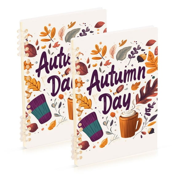 FORMRS 1-Subject Spiral Notebook 8" x 5" College Ruled 60 Refillable Sheet A5 Hard Cover, 2 Pack, Warm Autumn Day