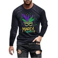 thumbnail image 2 of TIMIFIS Chemises à Manches Longues pour Hommes Mardi Gras Mode Décontractée Carnaval Imprimé Col Rond T-Shirt Léger Pull Tops de Fête, 2 of 5