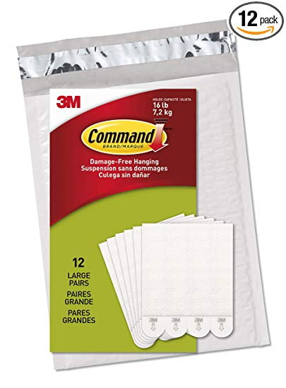 Command Large Picture Hanging Strips, Decorate Damage-Free, 12 pairs (24 strips), Indoor Use (PH206-12NA)