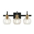 thumbnail image 3 of JONATHAN Y Marais 21.5" 3-Light Iron/Glass Rustic Vintage LED Vanity Light, Black/Brass Gold, 3 of 8