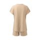 thumbnail image 4 of Bermudas Conjuntos de pantalones cortos sueltos para mujer, conjunto a juego de 2 piezas tejido con cintura elástica, primavera y verano Cgtredaw Caqui T S para Mujer, 4 of 8