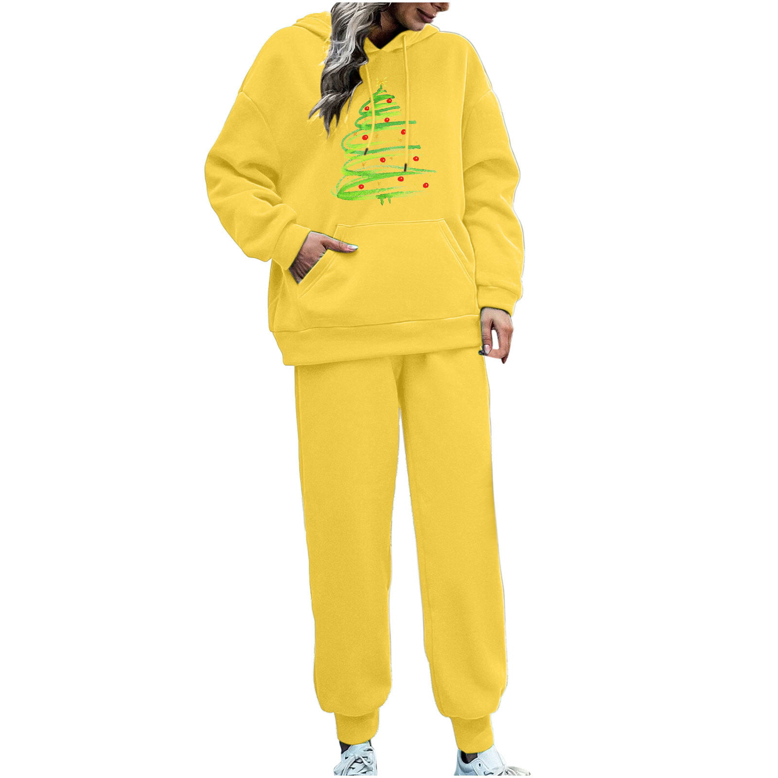 QIPOPIQ Jogging Suits Women Women's Set Hoodies Christmas Tracksuit 2 Piece Hooded Athletic Sweatsuits Casual Running Jogging Sport Suit Sets - Walmart.com