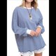 thumbnail image 1 of Camiseta de Larga Extragrande para Mujer, Túnica A Rayas con Bloques de Color, Sudadera Holgada de Otoño con Cuello Redondo Azul y S, 1 of 8