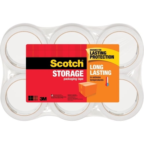Scotch Long Lasting Storage Packaging Tape- 6 pack 1.88' Width x 54.60 yd Length - 3' Core - Acrylic - 6 / Pack - Clear