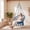 Blue, variant on Macrame Swing Chair with Round Seat Cushion, Beige, Metal Rings, Foldable Design