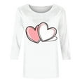 thumbnail image 4 of Dgankt Valentine's Day Shirts for Women Print Loose-Fit Crew Neck 3/4 Sleeve T-Shirt Pullover Womens Tops,Sizes S-3XL, 4 of 6