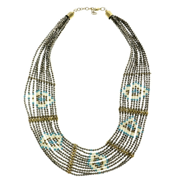 Mi Amore Layered, Beaded, Statement Necklace With Gold-Tone Accents TMN703