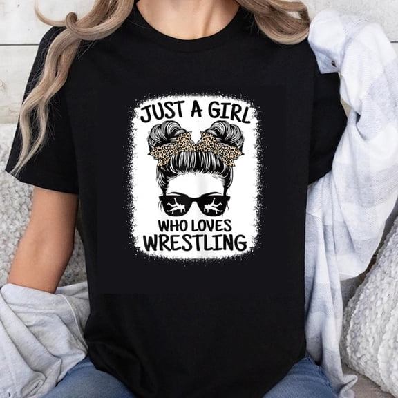100% Cotton Just A Girl Who Loves Wrestling Women's Funny Wrestling Shirt T-Shirt