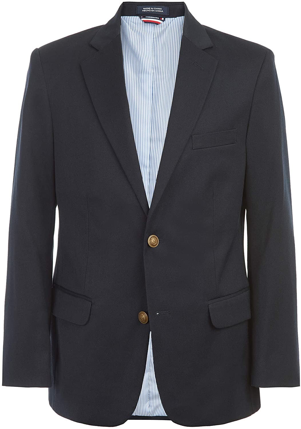 Rechazado Repetirse montón Tommy Hilfiger Boys Alexander Blazer, Single Breasted with Pocket Square,  Solid Color with Stripe Lining 10 Masters Navy - Walmart.com