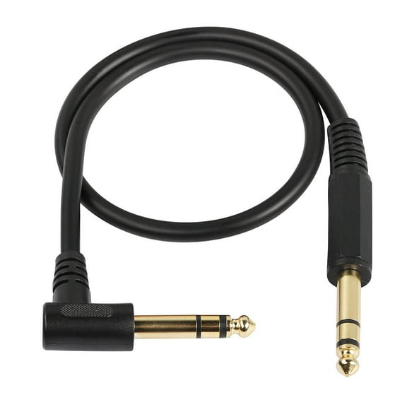 FOR Right Angle 6.35mm Male to 6.35mm Male Stereo Guitar Instrument Audio Cable for Bass Keyboard Mixer Amp Electric Guitar 50cm