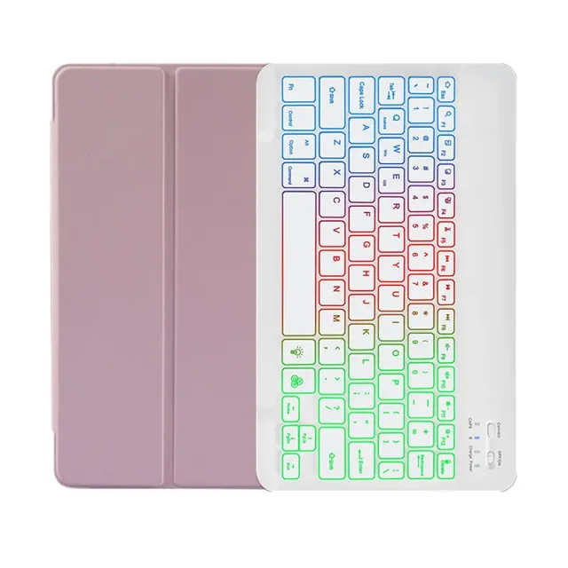 Housse de Clavier Rétroéclairé Arc-en-Ciel pour Étui Samsung Galaxy Tab S9 FE avec Porte-Crayon pour Galaxy Tab S9 FE Housse de Tablette 10,9 Pouces Rose Dix
