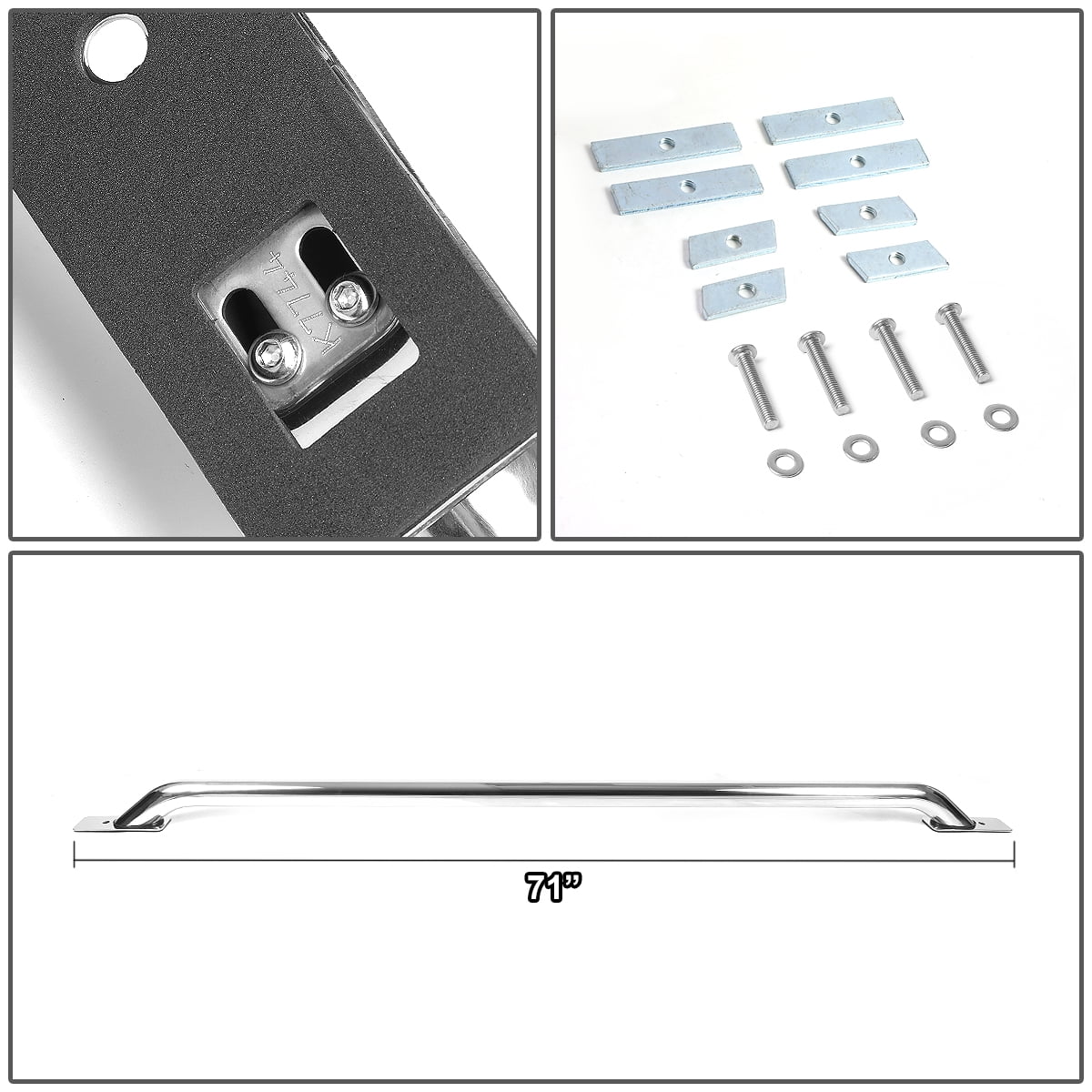 Pair of Stainless Steel Chrome Truck Side Bar Rail For C//K//Silverado//Ram 6.5ft Bed Cab
