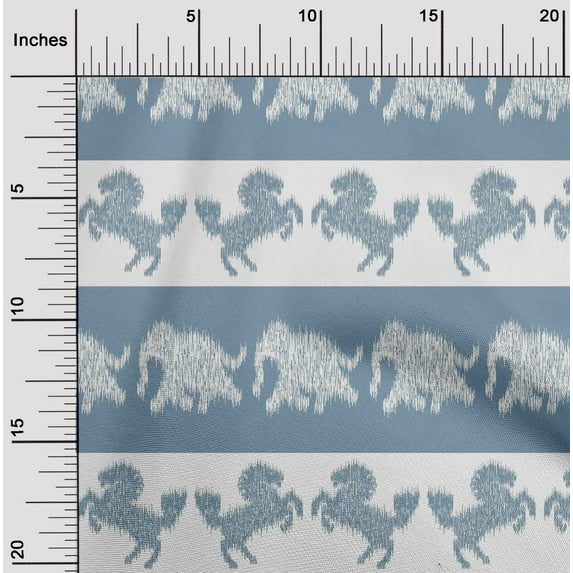 oneOone Cotton Poplin Fabric Stripe|Elephant & Horse Ikat Printed Fabric 1 Yard 42 Inch Wide