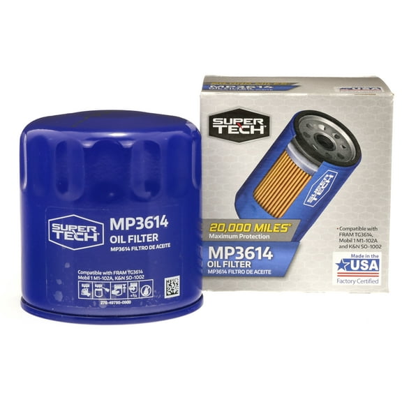 SuperTech Maximum Performance 20,000 mile Replacement Synthetic Oil Filter, MP3614, for Chrysler, Dodge, Mazda, and Ford