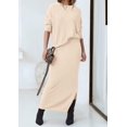 thumbnail image 3 of Outfit PRETTYGARDEN - Jersey y maxi falda para mujer, talla M, color beige, 3 of 9