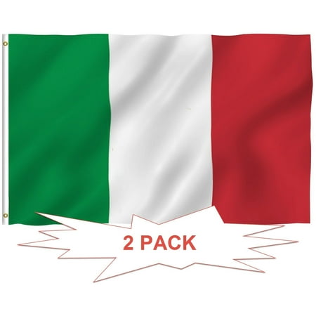 - G128 - TWO PACK of Italy Flag Italian Flag Italian Republic Banner Italy National Country Flag 3x5ft Printed Quality Polyester with Brass Grommets Double Stitched
