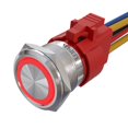 thumbnail image 1 of APIELE 10 Amp 0.866 in interruptor de botón momentáneo 12 V Angel Eye LED impermeable redondo auto reinicio 7/8 '' 1NO 1NC (acero inoxidable plateado rojo), 1 of 5