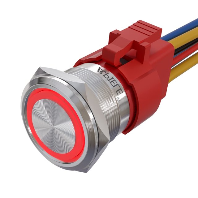 APIELE 10 Amp 0.866 in interruptor de botón momentáneo 12 V Angel Eye LED impermeable redondo auto reinicio 7/8 '' 1NO 1NC (acero inoxidable plateado rojo)