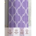 thumbnail image 6 of Purple Moroccan Sheer Curtains 54 Inch Length 2 Panels Set, Boho Ethnic Abstract Quatrefoil Motifs Voile Window Treatment Rod Pocket Short Kitchen Curtains Drapes for Bedroom 52"x54"x2, 6 of 7