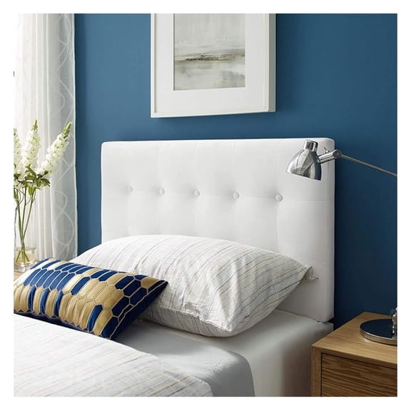 Twin Biscuit Tufted Performance Headboard, White