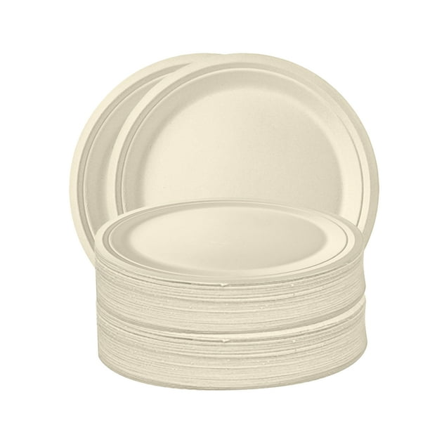 50 UNIDS Platos Desechables de 10 Pulgadas Juego de Vajilla de Papel Compostable Desechable Vajilla CACAGOO Tipo 4 Walmart en linea
