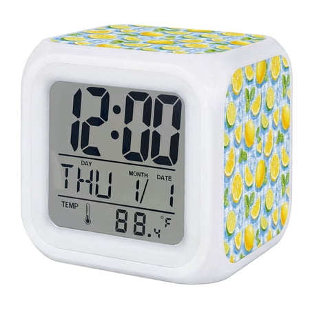 Yellow Lemons Digital Alarm Clock for Bedrooms, Smart LED Alarm Clock with 7 Color Changing Night Light Yellow Lemons Digital Alarm Clock for Bedrooms, Smart LED Alarm Clock with 7 Color Changing Night