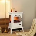 thumbnail image 2 of HOMCOM 23" Electric Infrared Fireplace Stove, Freestanding Fire Place Heater with Realistic Log Flame, Adjustable Temperature, Timer, 1000W/1500W, White, 2 of 4