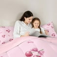 thumbnail image 4 of Feelyou Bowknot Cherry Child Twin Bedding Sets 7-Piece, Girly Pink Ribbon Bow Bedding Comforter Set, Kawaii Cute Cartoon Reversible Sheet Sets, Ultra Soft Home Decor, 4 of 7