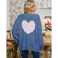 thumbnail image 5 of Cardigan Sweater for Women V Neck Tie Strap Heart Print Cable Knit Sweaters Open Front Casual Long Sleeve Cardigan Alsol Lamesa, 5 of 6