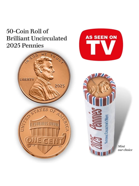 Collectible 50-Coin Roll of BU 2025 Pennies