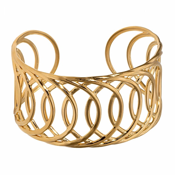 DESIGNICE Gold Bangles for Women Hollow Geometric Design Bangles Adjustable Opening Cuff Bracelets for Women Gold1