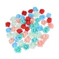 thumbnail image 5 of 50 rosas artificiales de imitación, adornos de flores realistas para ramos de boda, dulces, flores decorativas (azul cielo, fluorescente, verde, rojo, naranja claro, azul, 10 unidades cada una), 5 of 5