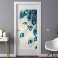 thumbnail image 3 of Retro Blue Window Privacy Film Green Peacock Feathers Abstract Art Decorative Glass Window Film UV Blocking Static Cling Non-Adhesive Sticker Covering for Home Door 35.4x78.7 inches, 3 of 7