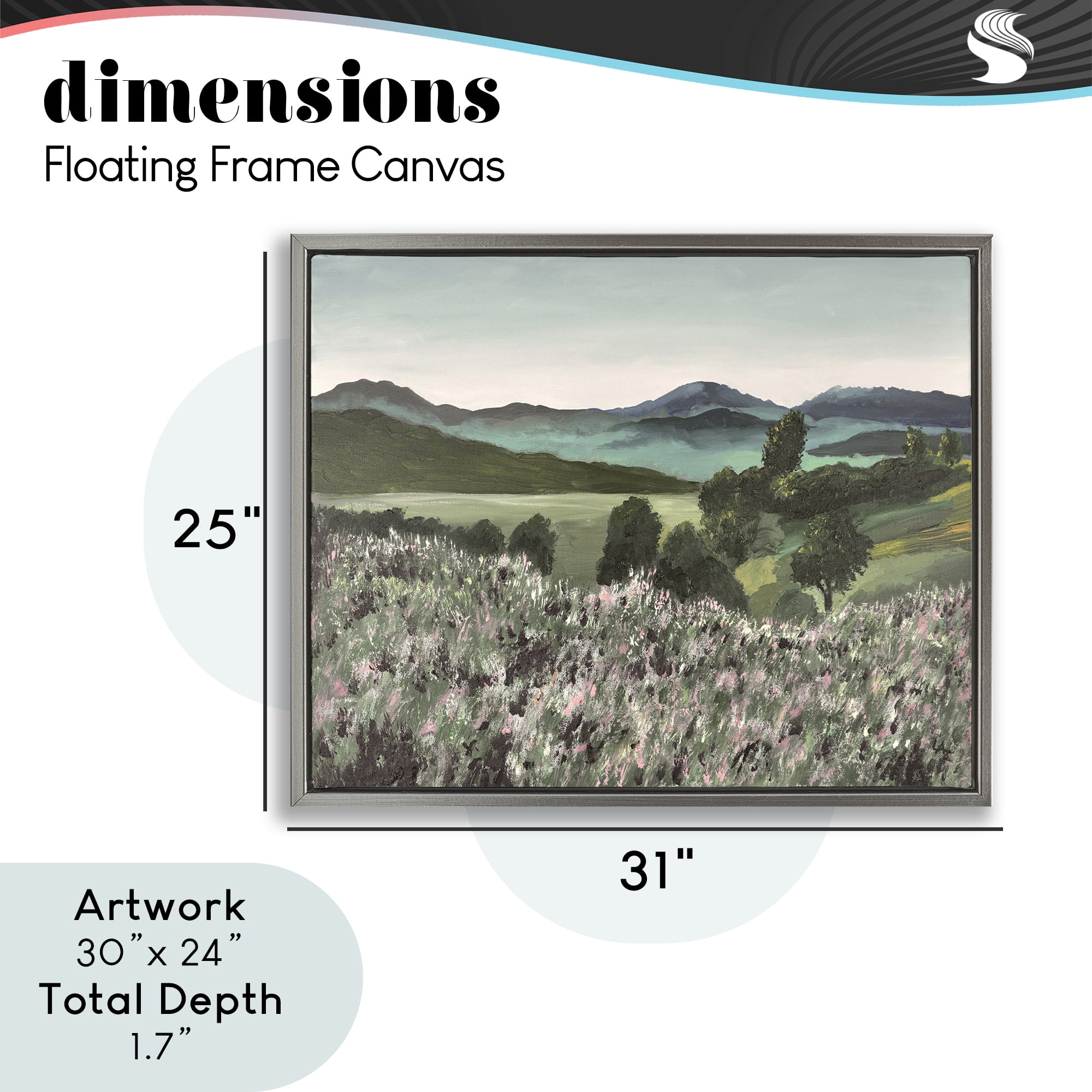 Stupell Industries Windblown Meadow Blooms Gray Framed Floater Canvas Wall Art, design by Lee Ann Zirbes