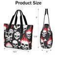 thumbnail image 3 of Tote Bag for Women - Skulls with Fire Pattern Shoulder Bag - Large Utility Work Duffle Bag with Zipper Handbag for Travel, Work, Sprots, 3 of 5