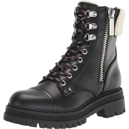 Nine West Pike3 Black Zip Closure Round Toe Leather Ankle Boots