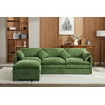 thumbnail image 3 of 101" Modular Sectional Sofa, Modern Convertible L-Shape Sofa Couch with Ottoman, 3 Seat Cloud Sectional Couch with Deep Seat for Living Room Bedroom, Green, 3 of 7