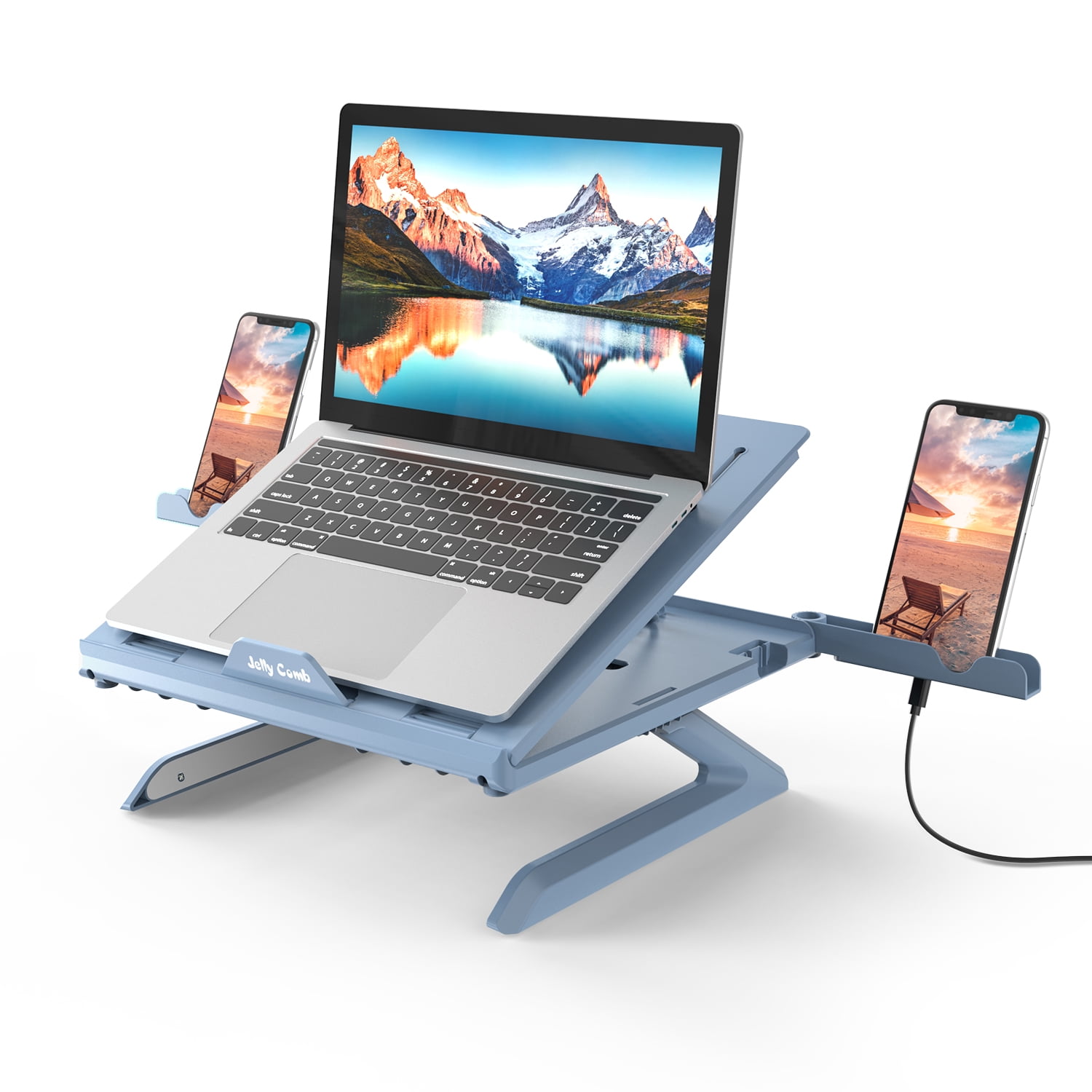 AVLT-Power Laptop Riser Stand Cooling Pad with USB Fan & Detachable Tablet Stand 