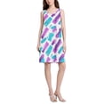 thumbnail image 2 of FORMRS Summer Dress for Women Loose U Neck Sleeveless Midi Beach Sundresses with Pockets, Purple Drawing, 2 of 8