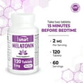 thumbnail image 5 of SuperSmart - Melatonin 2mg per Day (99% Purity) - High Strength Melatonin Supplement - Natural Sleep Aid | Non-GMO - Sugar & Gluten Free - 120 Tablets, 5 of 8