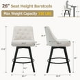 thumbnail image 2 of Juego de 2 Bancos Giratorios para Barra - Diseño Moderno con Respaldo, Tapizado en Lino Beige, Patas de Madera y Rotación de 360° - Para Isla de Cocina o Área de Comedor, 2 of 7