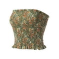 thumbnail image 3 of MixMatchy Women's Strapless Ruffled Edge Printed Smocking Crop Top, 3 of 7