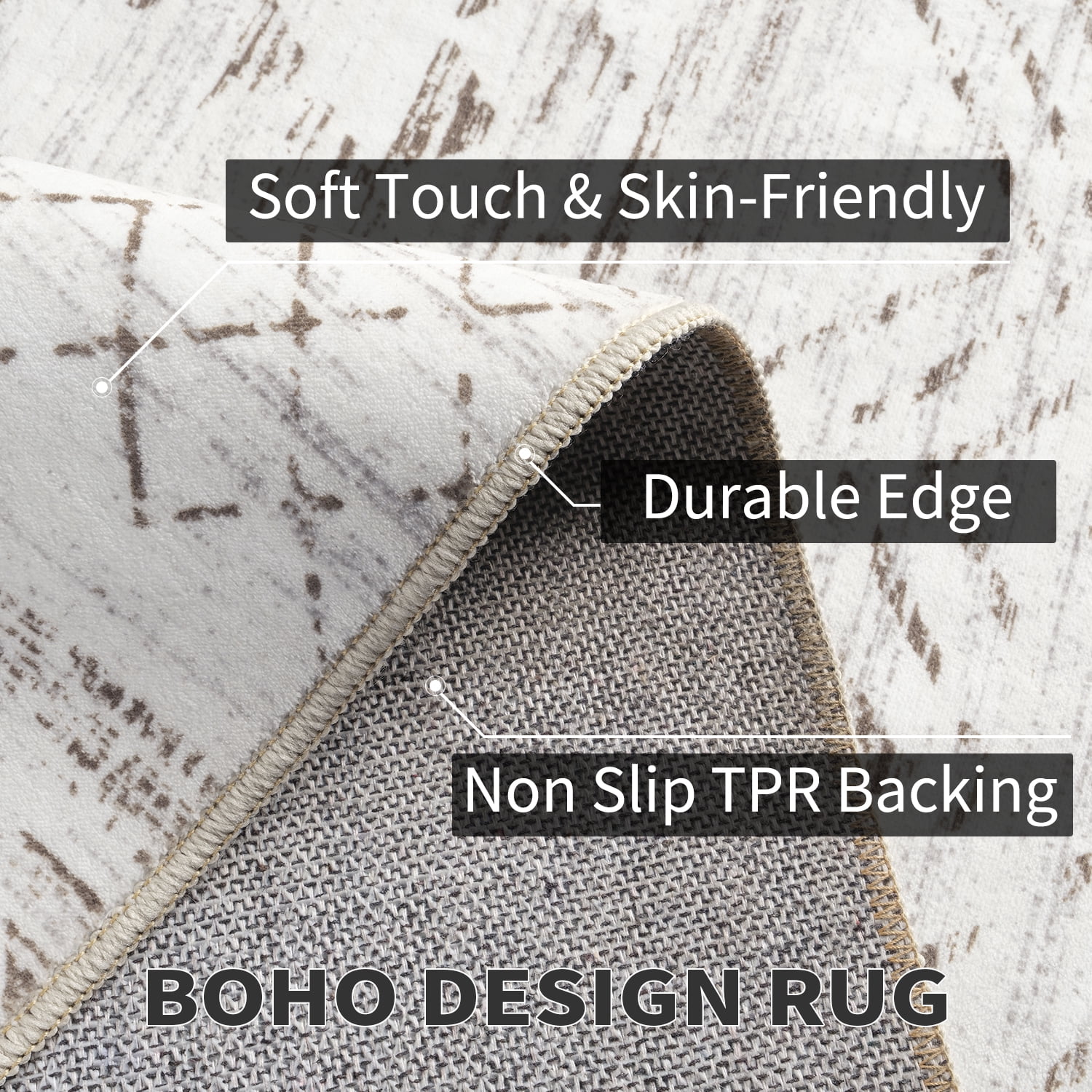 VUNATE Rugs for Living Room 5x7 Washable Area Rug Soft Non-Slip Bedroom Dining Room Floor Accent Rug Boho Carpet Indoor Rug Brown